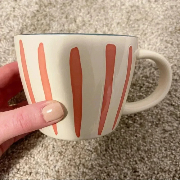 Opal House striped pink turquoise ceramic stoneware coffee mug - Picture 2 of 9